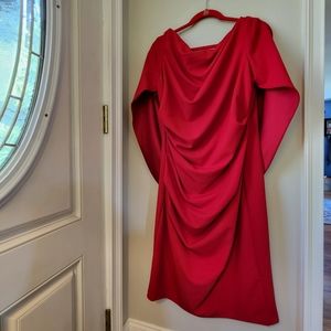 Betsy & Adam cape sheath dress, size 14, red